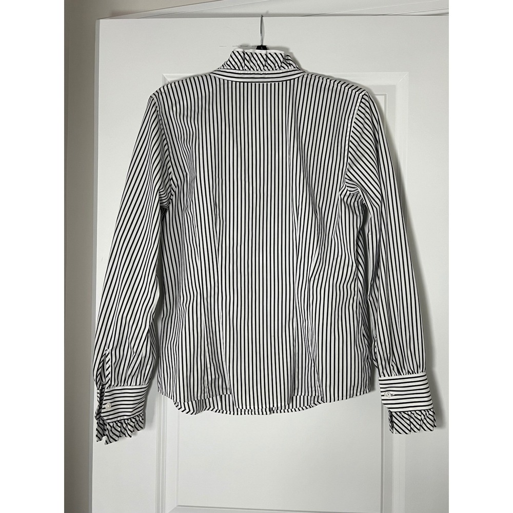 Brooks Brothers Women Ruffle Collared Supima Cottom Striped Button Down Shirt - Picture 5 of 9